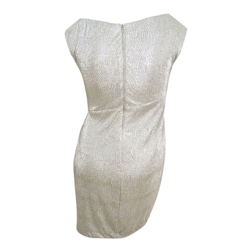 Lauren by Ralph Lauren Women's Petite Metallic Cowl-Neck Dress (12P, White/Gold) - Picture 2 of 2